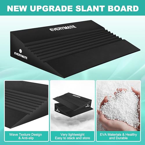 EVERYMATE Slant Board Calf Stretcher, Non-Slip Heel Elevated Squat Wedge Block for Weightlifting and Calf Stretching, Knees Over Toes Equipment 1000LB - color: EVA-20 degrees