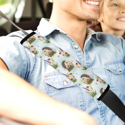 2 Pack Hedgehog Flower Spring Chic Seat Belt Cover Universal Fit Shoulder Harness Cover for Girls and Boys, Car Seats Pushchair Strollers High Chair Pushchair - color: Pattern 587