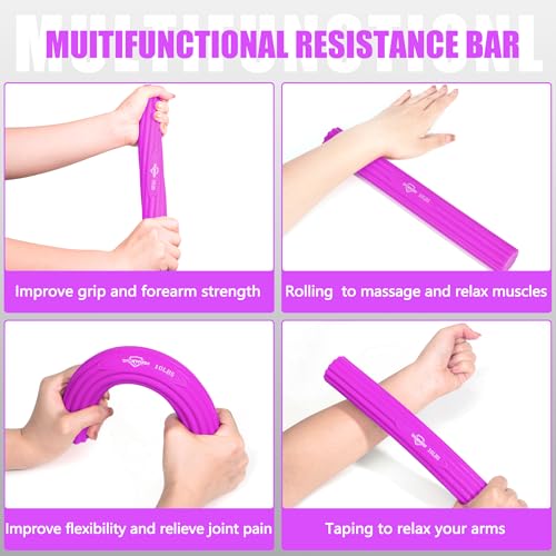 DICYWUDI Flex Therapy Bar and Grip Strength Trainers set, Physical Therapy & Resistance Bar for Golfers Elbow, Tendinitis, Wrist,Forearms Pain, Improve Grip Strength and Relieve Pain - color: Blue/Purple/Green/Orange