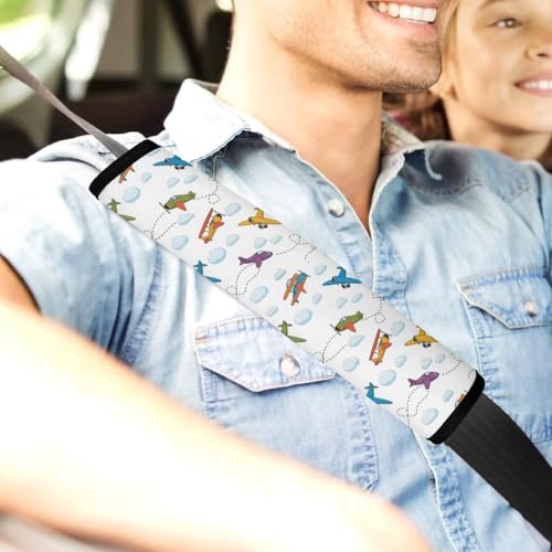 2 Pack Cute Aircraft Airplane Seat Belt Cover Universal Fit Shoulder Protector for Adults and Children, Most Cars, Comfortable Driving - color: Pattern 987