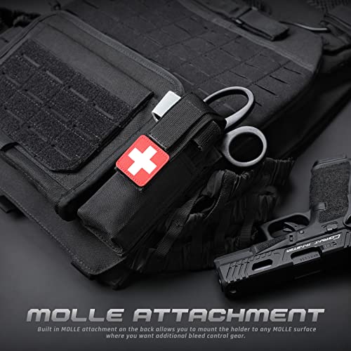 LIVANS Molle Tourniquet Holder, Tactical Shears Pouch, IFAK Scissor Holster | Medical Shear Holder, EMT Scissor Bag Fit for Tourniquet, Folding Knife, Tactical Flashlight, Pistol Mag Pouch Small Tool Bag - color: Black