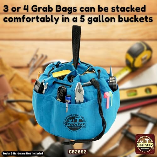 Graintex 18 Pockets Grab Bag Rip-stop Canvas Drawstring Closure, Small Part Organizer Pouch, Small Tools, Screws, Parts, Parachute Tool Bag for Efficient Storage - Royal Blue - color: Royal Blue