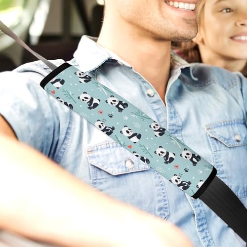 2 Pack Cartoon Panda Car Seat Straps Shoulder Pads Soft Padded Seat Belt Cushion for Kids, All Vehicles, Pressure Relief - color: Pattern 26