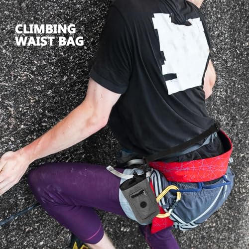 Hemobllo Anti-Slip Oxford Cloth Climbing Chalk Bag with Zippered Pocket and Secure Closure Gymnastics and Rock Climbing Chalk Bucket with Portable Waist Pouch for Outdoor Training