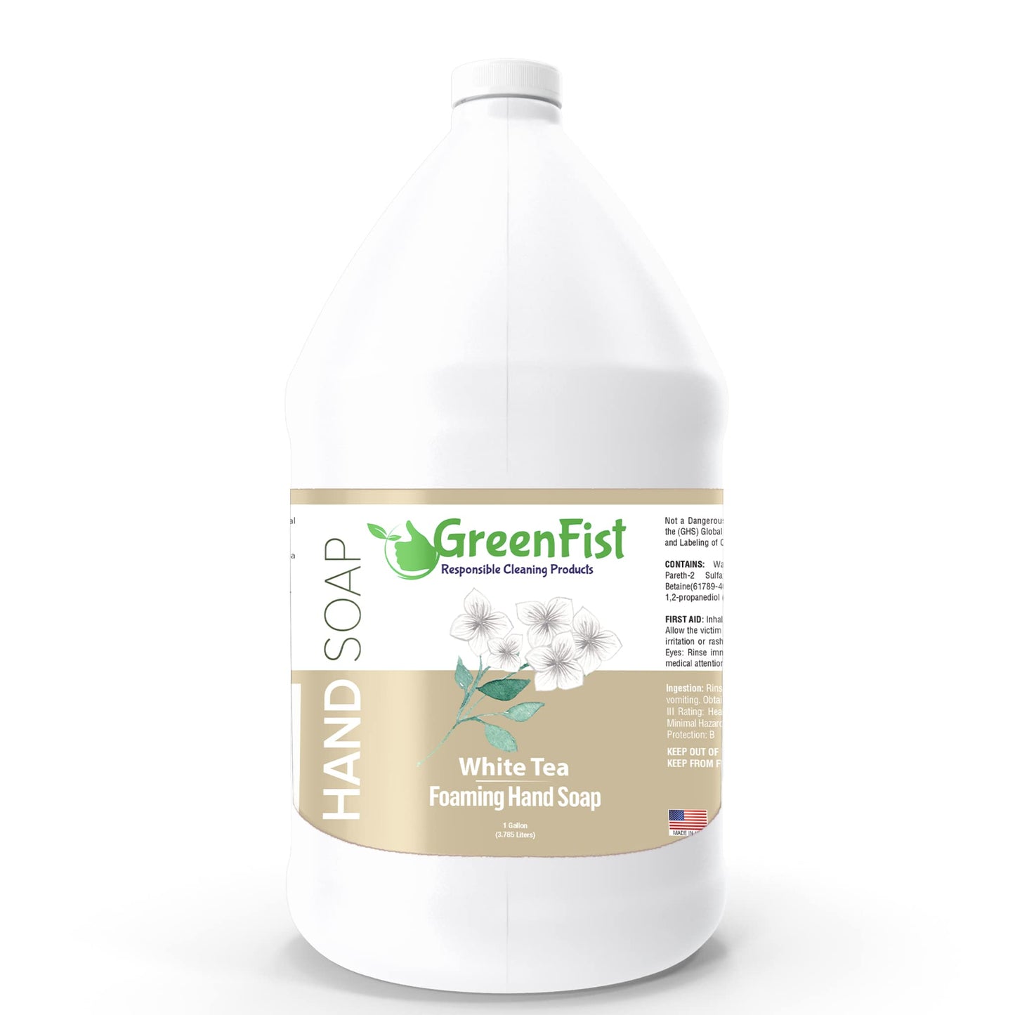 Greenfist Foaming Hand Soap Refills White Tea Scent Jug Foam Refill Made In Usa, 128 Ounce (1 Gallon)
