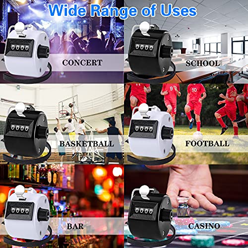 FEBSNOW 2 Pack Tally Counter Clicker 4 Digit Number for School Event | For Row Sport School Event Coaches, Mechanical 4 Digit Counting, Handheld People Clicker Counter - color: Black White