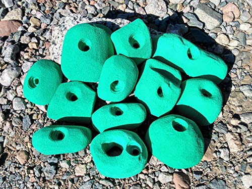 12 Pack Large Polyurethane Bolt-On Rock Climbing Wall Hand Holds - color: green