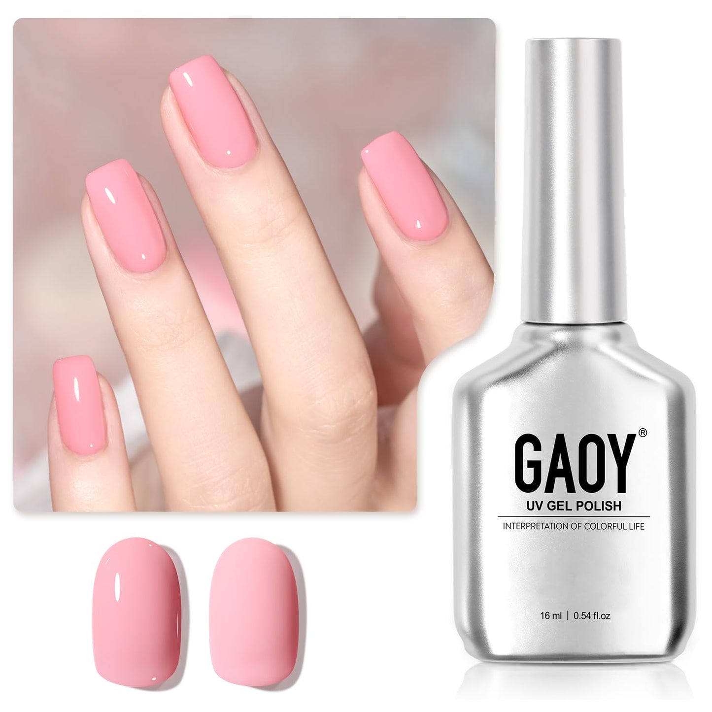 Gaoy Pastel Gel Nail Polish, 16Ml Rose Pink Soak Off Uv Light Cure Gel Polish For Spring Summer Soft Candy Nail Art Diy, Macaron
