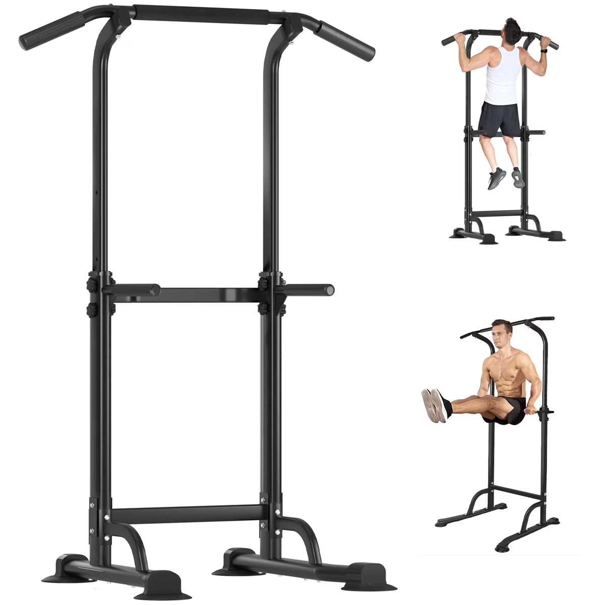 Tappio Power Tower Pull Up Bar for Home Gym, Multi Functional Pull Up Bar Stand Dip Bar Station, Adjustable Height Workout Dip Station Strength Training Fitness Equipment - color: Black-01