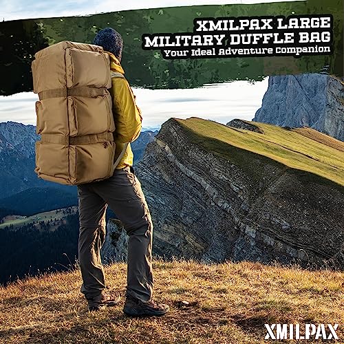 100L Large Military Duffle Bag Deployment Duffel Bag Sports Equipment Travel Luggage Bag with Detachable Backpack Straps… - color: Coyote Tan