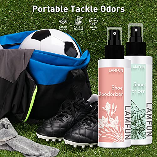 Shoe Odor Eliminator, LamFun Foot Shoe Deodorizer Spray, Natural Deodorant for Shoes, Feet, Sneakers, Work Boots, Air Freshener Spray, Freesia and Peppermint