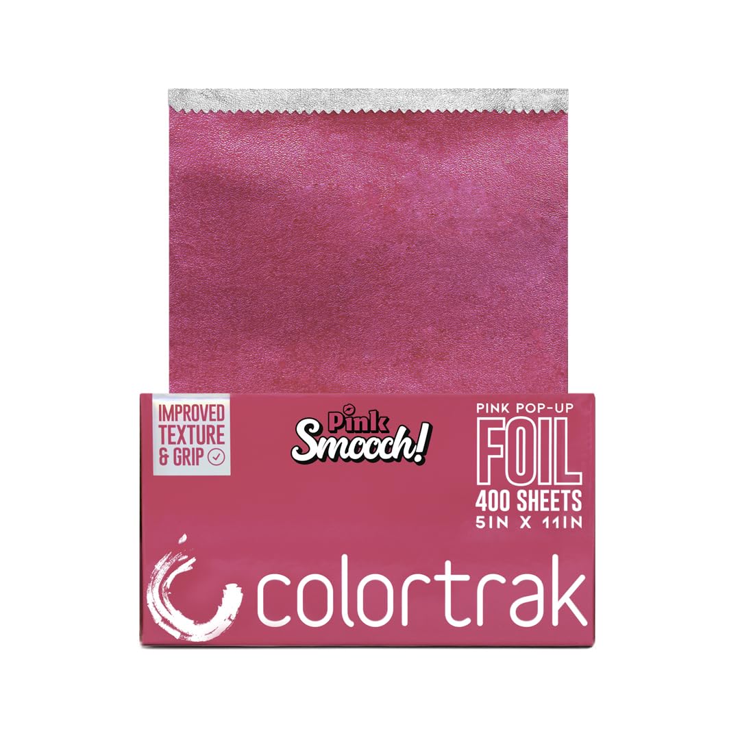 Colortrak Smooch Pop-Up Foil W/Dispenser (400 Count), Pre-Cut Sheets, Non-Slip Embossed Texture, 5'' X 10.75'' Sheets For Hair F