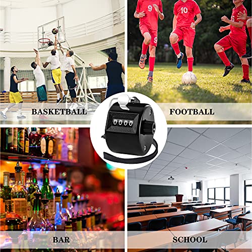 FEBSNOW 2 Pack Tally Counter Clicker 4 Digit Number for School Event | For Row Sport School Event Coaches, Mechanical 4 Digit Counting, Handheld People Clicker Counter - color: Two Black