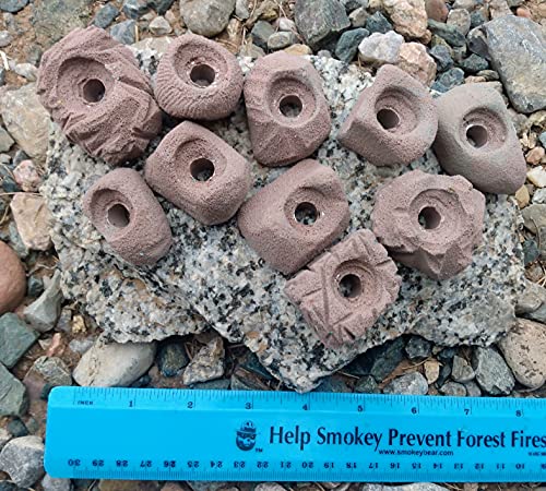 Small Holds Climbing Pack of 10 Bolt-on Holds of Foot and Crimp Size - color: Brown