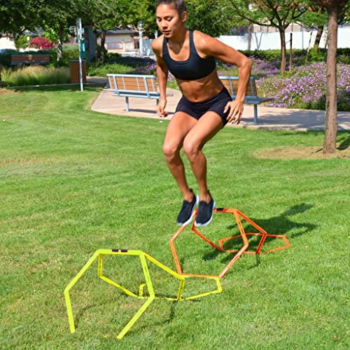 Hex Agility Rings for Speed Training & Agility Footwork Training Speed Hurdles Ladder with Carrying Bag (6 Rings) - size: 6 Rings