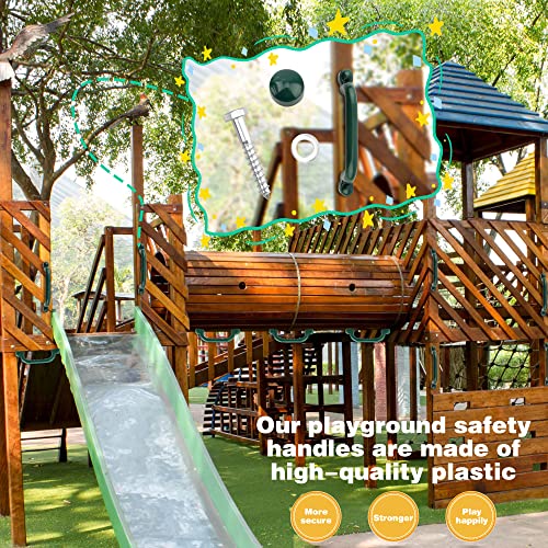 8 Pieces Playground Safety Handles Swing Set Handles Playset Grab Handle for Kids Boys Girls Outdoor Play House Frame Accessories - color: Green