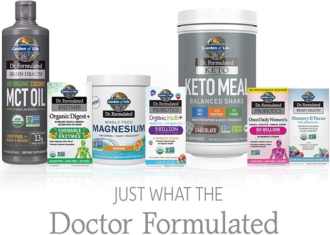 Garden of Life Dr. Formulated Brain Health 100% Organic Coconut MCT Oil 32 fl oz Unflavored, 13g MCTs, Keto & Paleo Diet Friendly Body & Brain Fuel, Certified Non-GMO Vegan & Gluten Free, Hexane-Free