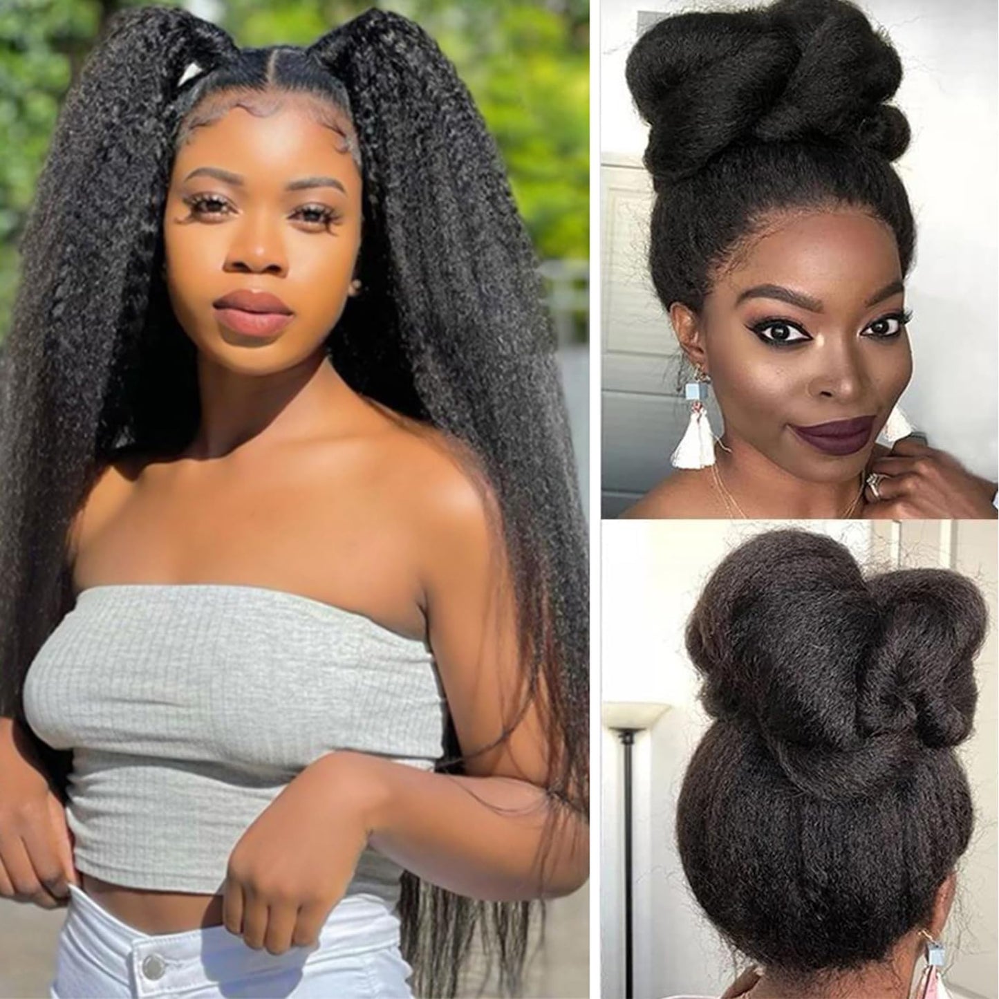 Alidiamond 360 Lace Front Wigs Human Hair Kinky Straight 360 Frontal Wigs For Black Women 28 Inch 180% Density 10A Remy 360 Full