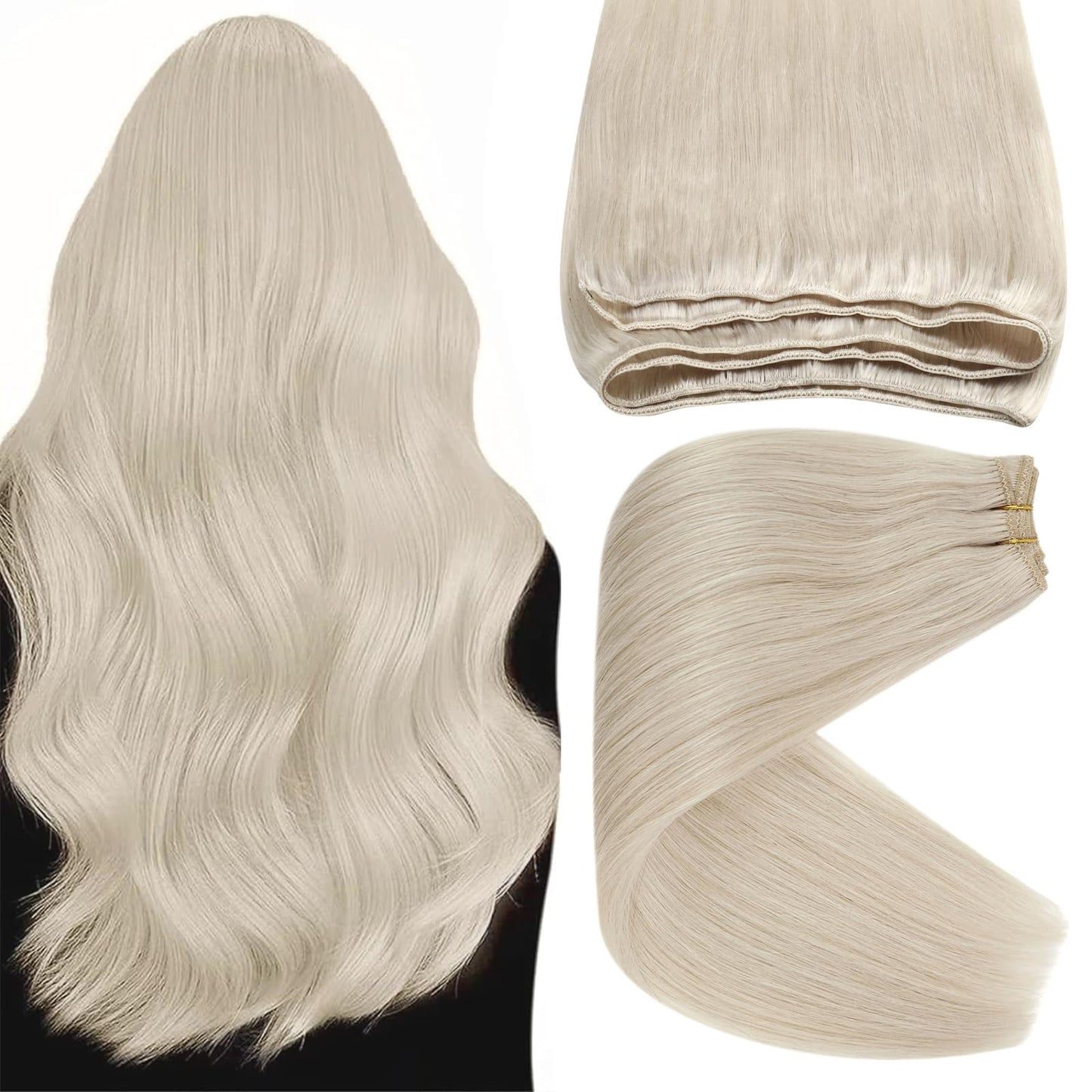 Sunny Human Hair Weft Platinum Blonde Sew In Extensions Straight Hair Extensions Weft Real Human Hair Blonde Weft Hair Extension