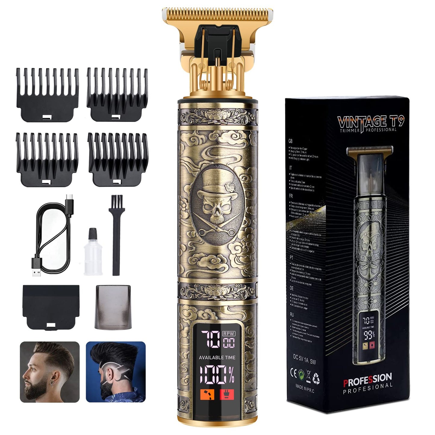 Candyfouse Beard Trimmer For Men, Professional Hair Trimmer Hair Clippers For Men, Cordless Rechargeable With Lcd Display, Appro