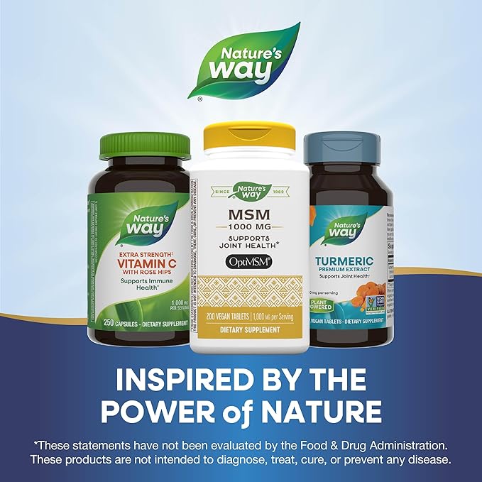Nature's Way MSM 1000 mg - Joint Health Supplement* - With Methylsulfonylmethane - Gluten-Free & Vegan - 200 Tablets (Pack of 2)