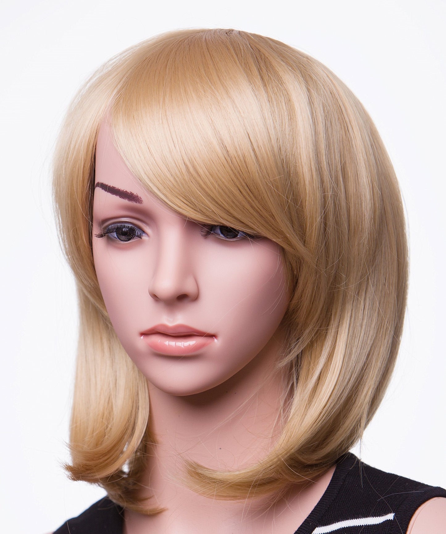 Swacc 11 Women Short Straight Synthetic Bob Wig Candy Color Cosplay Wig Anime Costume Hairpiece For Party With Wig Cap (Beige