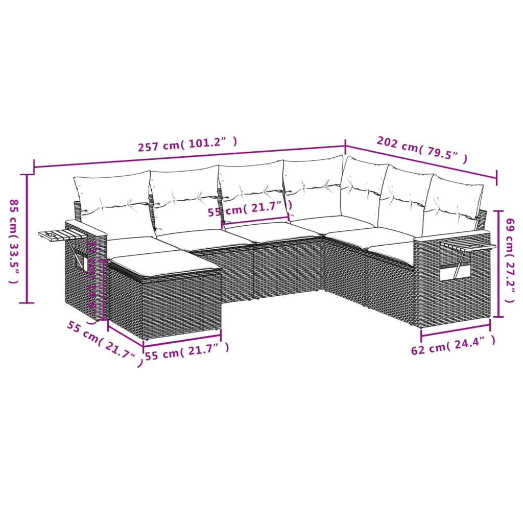 vidaXL Garden Sofa Set Grey