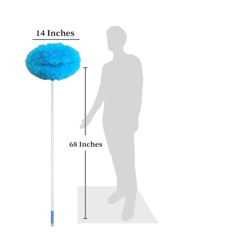 Evelots Ceiling Fan Blade Brush Cleaner - Long Extension Pole - Brush Both Sides at the Same Time - Scratch Resistant Microfiber Feather Cobweb Duster - Extra Long with Reach up to 12 Feet - style: 1 Unit - Up to 12 Feet Reach