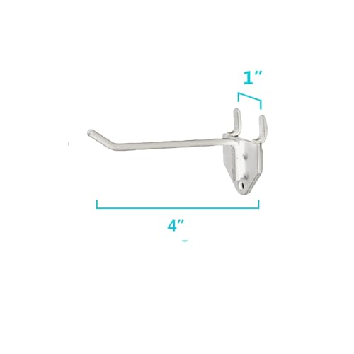 NectaCol 30 Packs 4" Long Metal Pegboard Hooks, Standard Pegboard Panel Hooks is Fit to Peg Board Panels and Pegboard Display Stand, White - size: 4 Inch