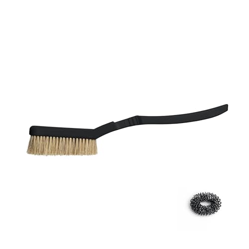 Rock Climbing & Bouldering Brush, Ergonomic, High Density Wild Boar's Thick Hair Bristles, 100% Recyclable, Strong Outdoor & Indoor Free Spiky Ring, Black - color: Black