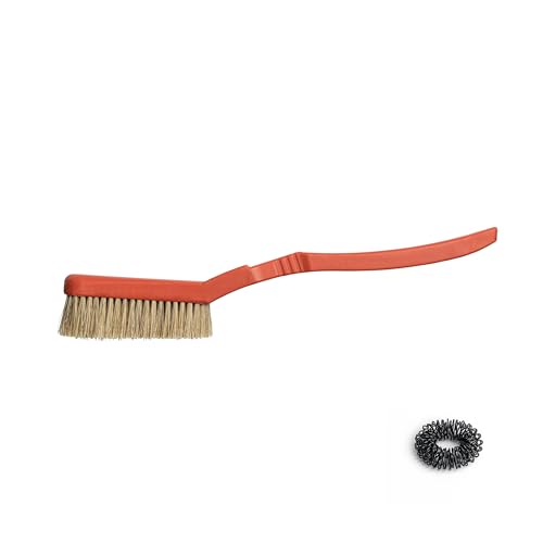 Rock Climbing & Bouldering Brush, Ergonomic, High Density Wild Boar's Thick Hair Bristles, 100% Recyclable, Strong Outdoor & Indoor Free Spiky Ring, Red X - color: Red