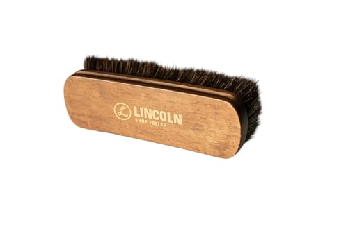 Lincoln Horsehair Shoe Shine Brush – 100% Genuine Horsehair Bristles & Ergonomic Concave Wood Handle – Premium Shine Brush for Leather Shoes, Boots & Accessories