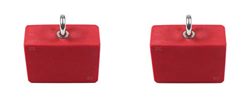 Atomik Rock Climbing Holds 2 inch Hanging Grip Training Blocks Set of 2 in Red for Grip and Strength Training