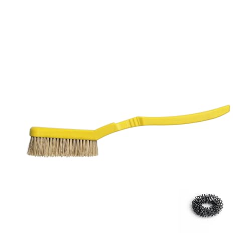 Rock Climbing & Bouldering Brush, Ergonomic, High Density Wild Boar's Thick Hair Bristles, 100% Recyclable, Strong Outdoor & Indoor Free Spiky Ring, Yellow - color: Yellow