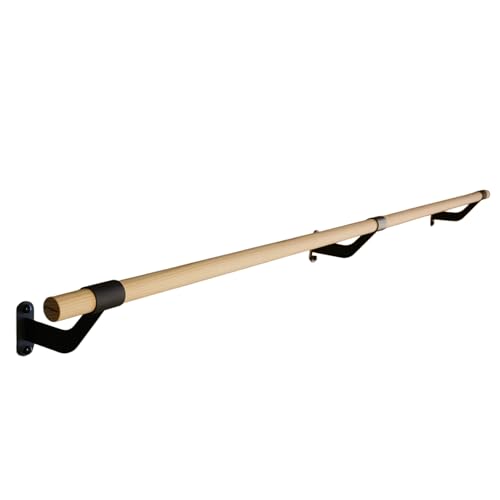 Wall-Mounted Ballet Barre for Home Dance, Exercise, Fitness, Stretching - Made in USA - size: 8 ft (4+4 combo barre)