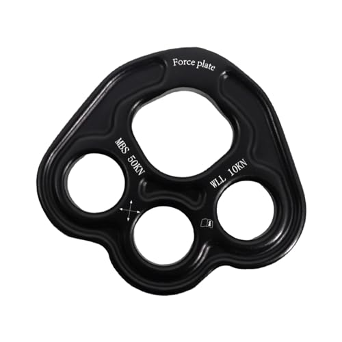 4 Holes Paw Rigging Plate Rope Access Climbing Anchor Lightweight Sturdy Rock Climbing Gear Force Divider Plate, Black