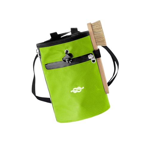 Climbing Chalk Bag Adjustable Waist Bag Strap Zippers Storage Pocket & Brush Holder, Rock Climbing Bouldering Chalk Bag