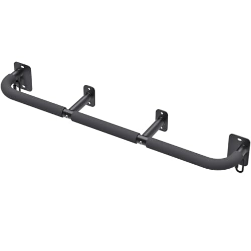 SELEWARE 32"/36" Wall Mount Pull Up Bar Joist Mount Chin Up Bar for Doorway | Heavy Duty Steel Construction Support 450 lb, w/Resistance Band Hooks, Fits 32"/36" Wall Studs for Home Gym Strength Training - size: A: 36" x 1.6" Dia Grip