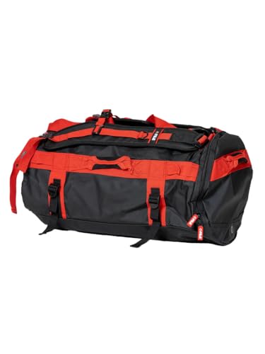 FUJI Unisex Convertible Duffle Backpack, Water-Resistant (Not Waterproof), Multi-Functional Luggage Gym Bag for Men and Women - color: Black/Red