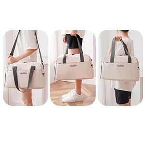 Gym Bag for Women Men with Shoe Compartment, Waterproof Small Duffle Bag for Travel, Sports, Weekend Lightweight Carry On Tote Bag (White) - color: White
