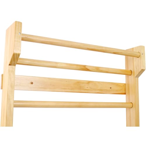 Wall-Mounted Wooden Swedish Ladder for Home Gym Use – Sturdy Pull-Up and Stretching Bar for Functional Fitness Training
