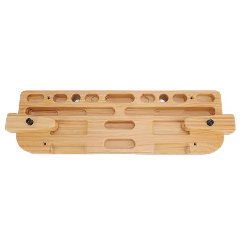 RiToEasysports Rock Climbing Hang Board, Solid Wood Fingerboard Training Board with Various Grip Holes for Home Gym Outdoor Strength Exercise
