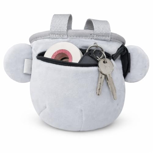 Chalk Bag for Rock Climbing - Bouldering Chalk Bucket with Quick-Clip Belt, Zipper Pocket and Brush Holder - Koala