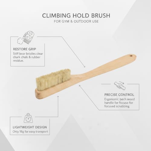 Climbing Hold Brush with Boar Bristles and Beech Wood Handle for Gym and Outdoor Use (1 PC)