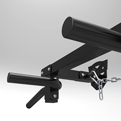 Wall-Mounted Pull-Up Bars/Climbing Frames, Steel Fitness Bar with 4 Rings and 4 Handles, Resistance Band Sandbag Suspension Equipment