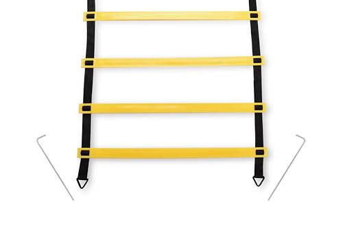 Agility Ladder, 2 Pack - Exercise and Training Ladder Set with Ground Stakes for Football, Soccer, Tennis, and More - Improves Speed & Fitness - Complete with Carrying Bag