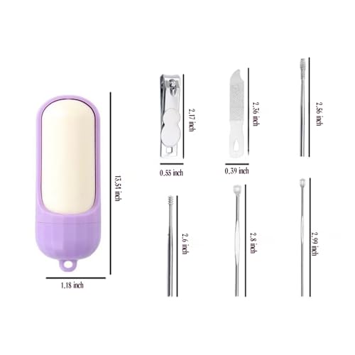 Manicure Set Nail Clipper Kit Portable Function Grooming Tools Compact Pedicure for Travel and Home Use 6 Pcs - color: Purple