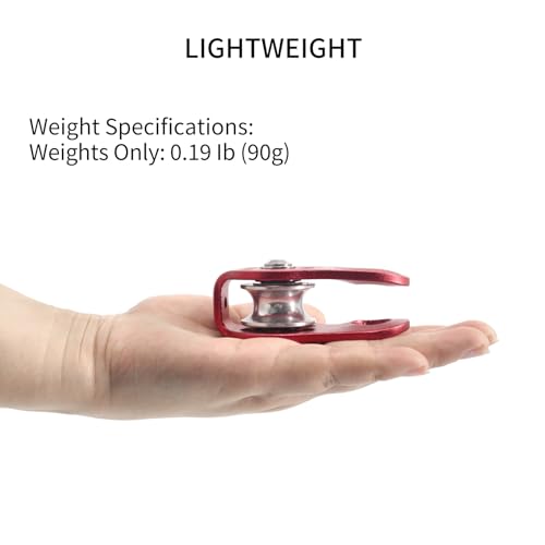 NewDoar Fixed Plate Micro Pulley,28KN CE Certified General Purpose Small Aluminum Rope Pulleys for Climbing/Aloft Work/Rappelling/Rescue Etc - color: Pack of 2(28KN Pulley Red)