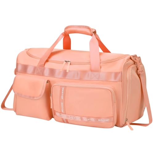 MAXTOP Gym Bag for Women Men Travel Duffle Bag Large Capacity Carry On Weekender Overnight Bag With Shoe Compartment Gym Tote Dry Wet Separation Duffel Bag for Travel - color: Orange, style: Gym Bag