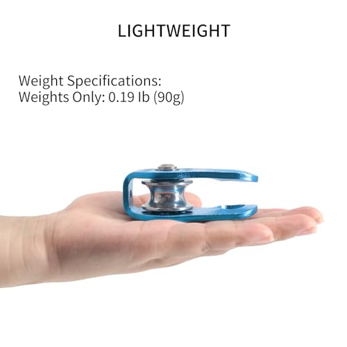 NewDoar Fixed Plate Micro Pulley,28KN CE Certified General Purpose Small Aluminum Rope Pulleys for Climbing/Aloft Work/Rappelling/Rescue Etc - color: Pack of 2(28KN Pulley Blue